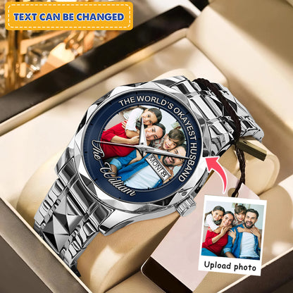 The World's Okayest Husband Personalized Photo Watch