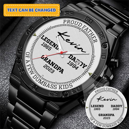 Personalized Legend Since - Custom Stainnless Steal Black Metal Father Watch