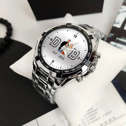Personalized Alloy Dad Quartz Watch with Family Photos