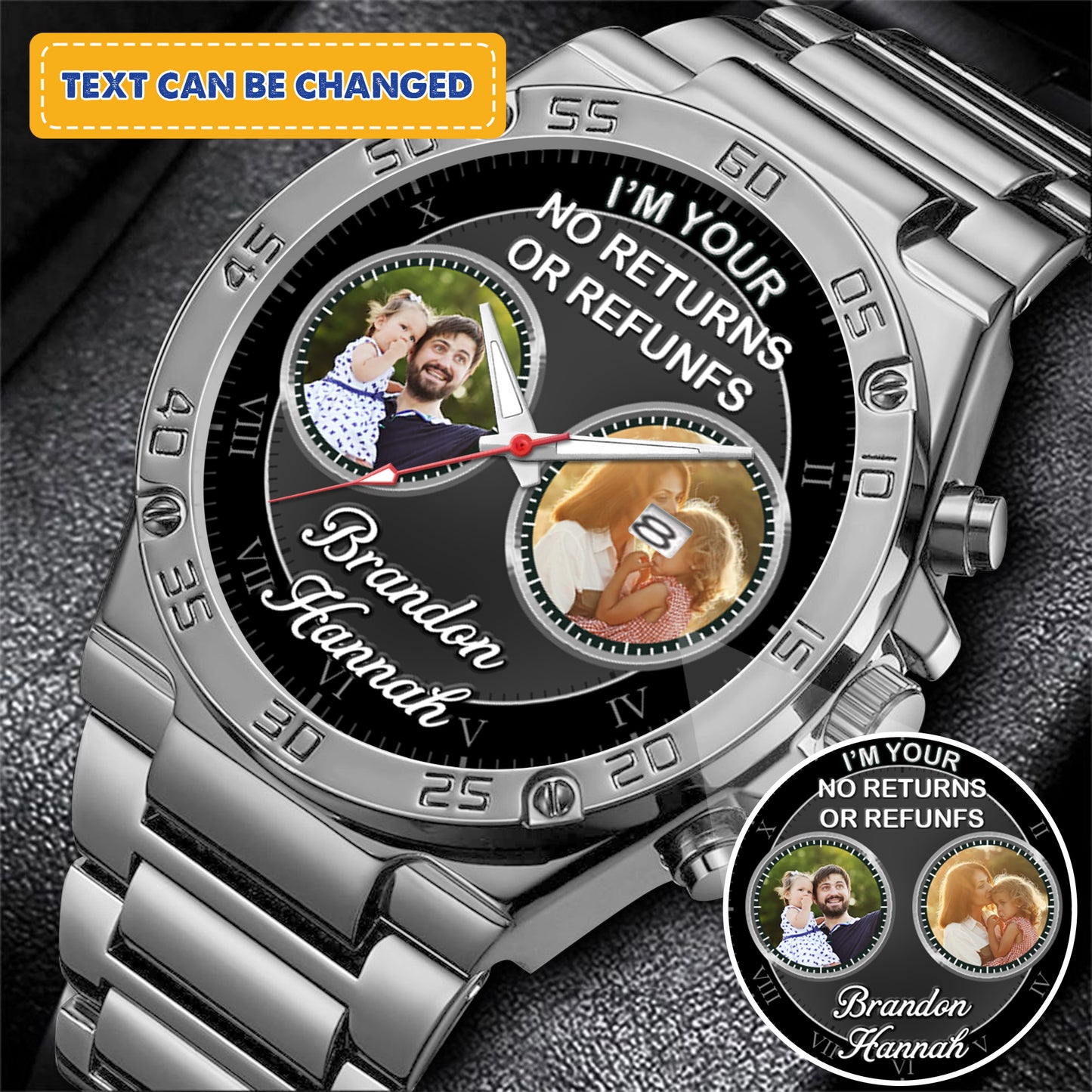Father's Gift For Daddy Family Personalized Photo Watch
