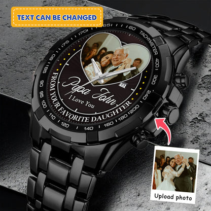 Heart Frame Photo Upload - Family Custom Stainless Steel Metal Watch