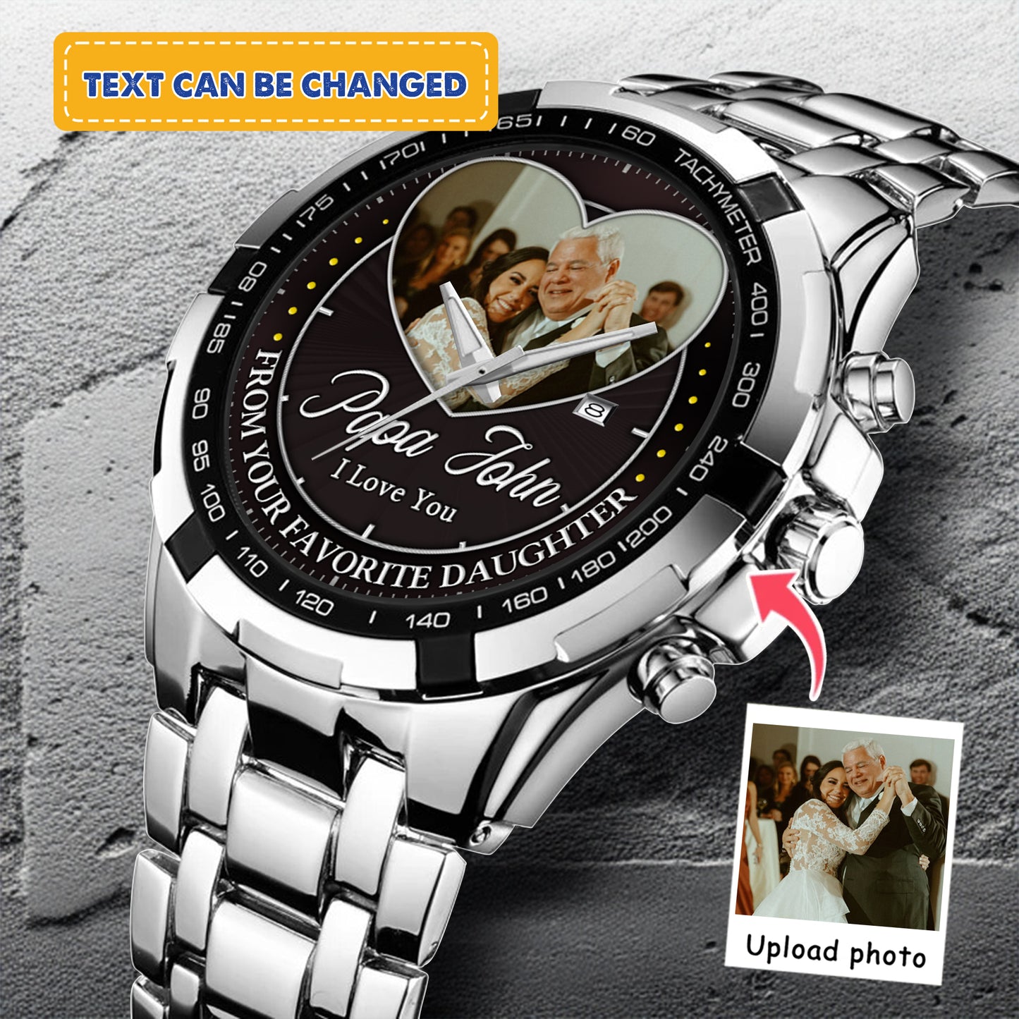 Heart Frame Photo Upload - Family Custom Stainless Steel Metal Watch