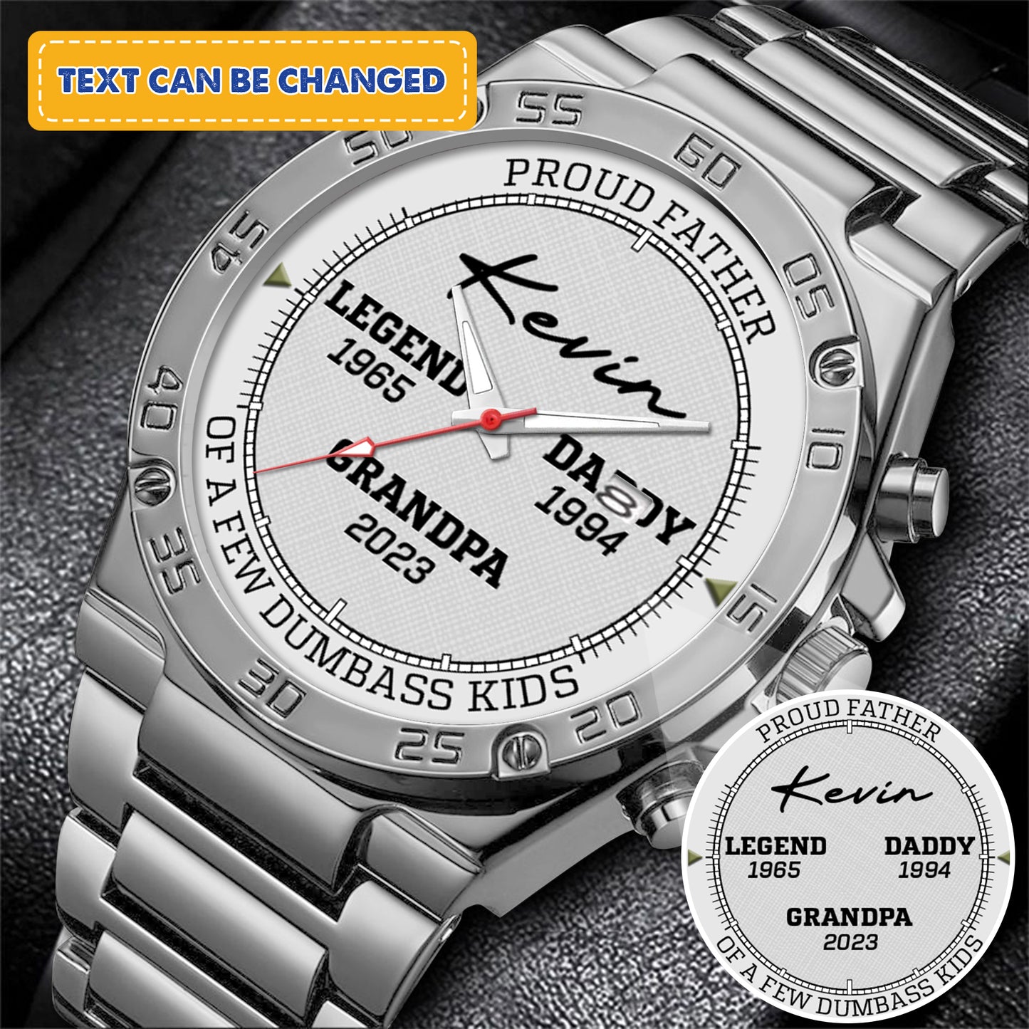 Personalized Legend Since - Custom Stainnless Steal Black Metal Father Watch