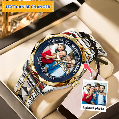The World's Okayest Husband Personalized Photo Watch