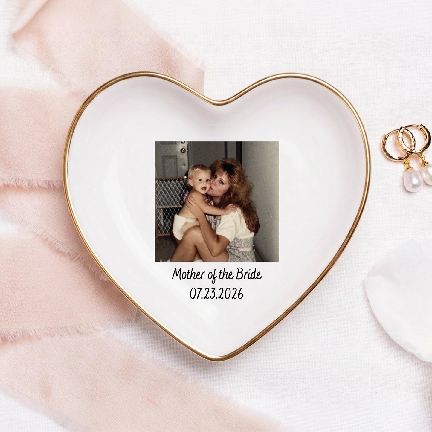 Personalized Mom Photo Jewelry Dish: Ceramic Trinket Tray Gift for Mom, Thank You Grandma, Birthday Ring Dish Gift, Mom Gift from Daughter