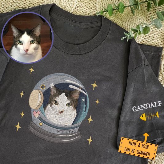 Personalized Embroidered Space Pet Dog Cat Custom Photo Hoodie Sweatshirt T-Shirt