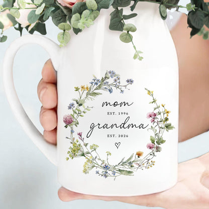 New Grandma Flower Vase, First Time Grandma Gift, Mothers Day Gift, Flower Vase for Nana, Pregnancy Announcement, Gift for Mom,Birthday Gift
