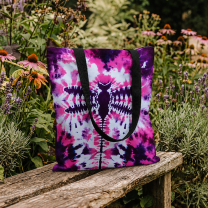 Dragonfly Tie Dye Purple Tote Bag