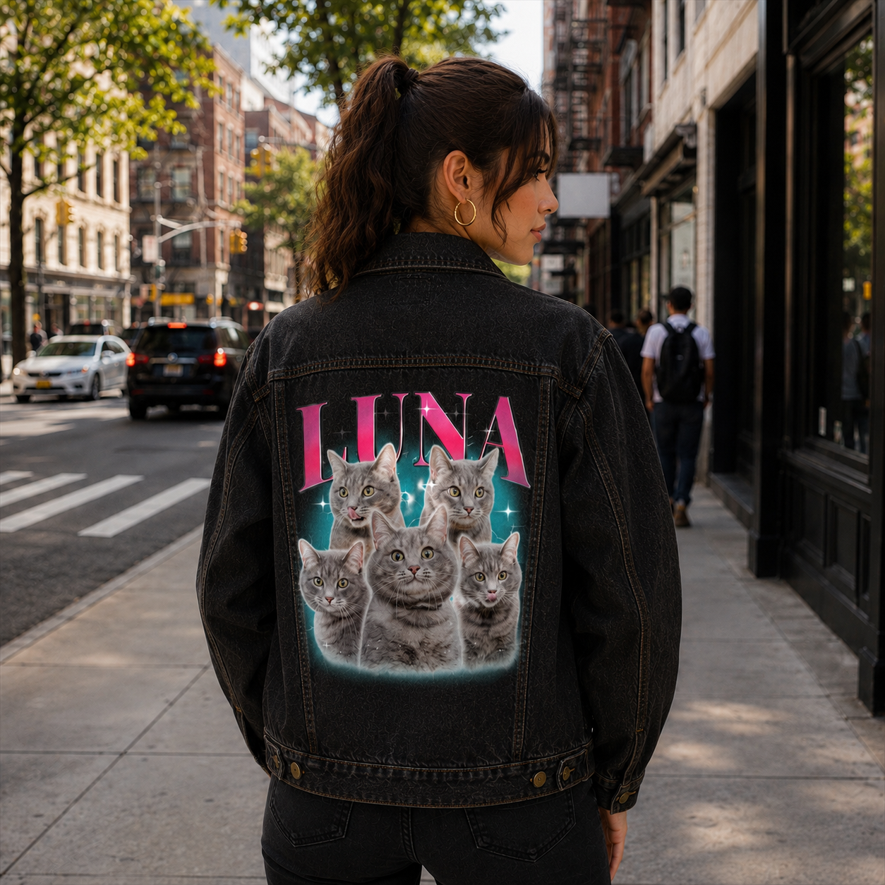 Custom Pet's Photo & Name Denim Jacket