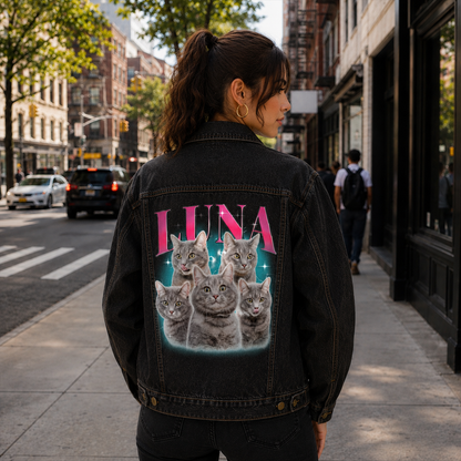 Custom Pet's Photo & Name Denim Jacket