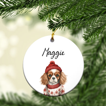 Personalized Pup In Ugly Sweater Custom Ceramic Ornament