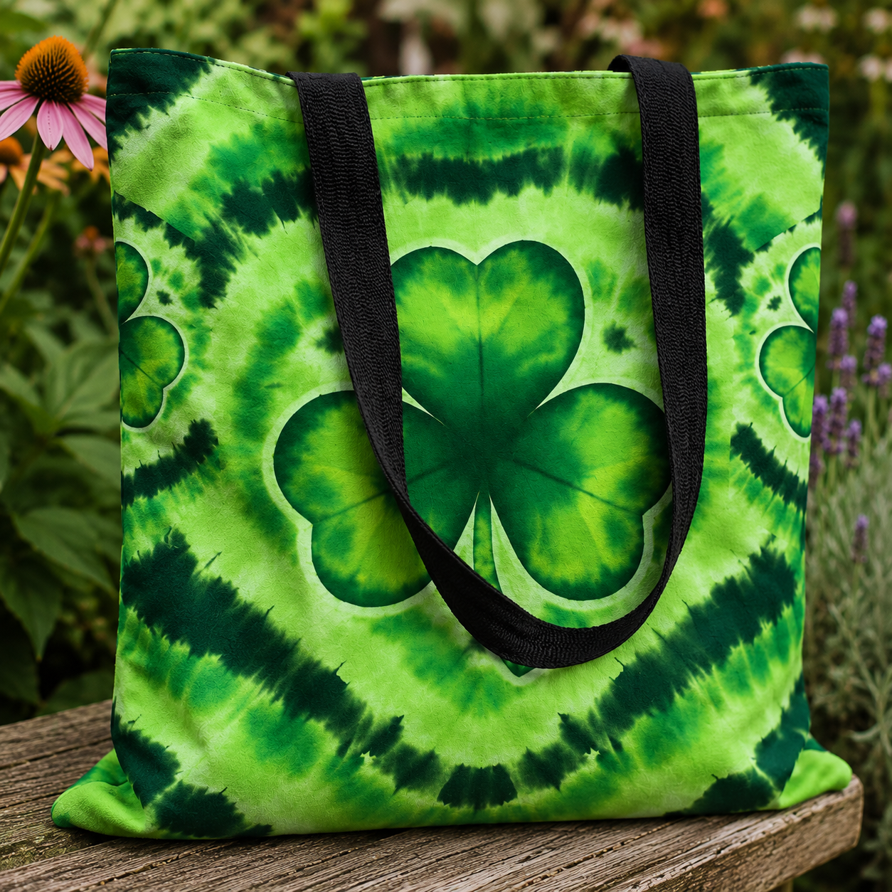 Shamrock Green Color Patrick's Day Printed Tote Bag