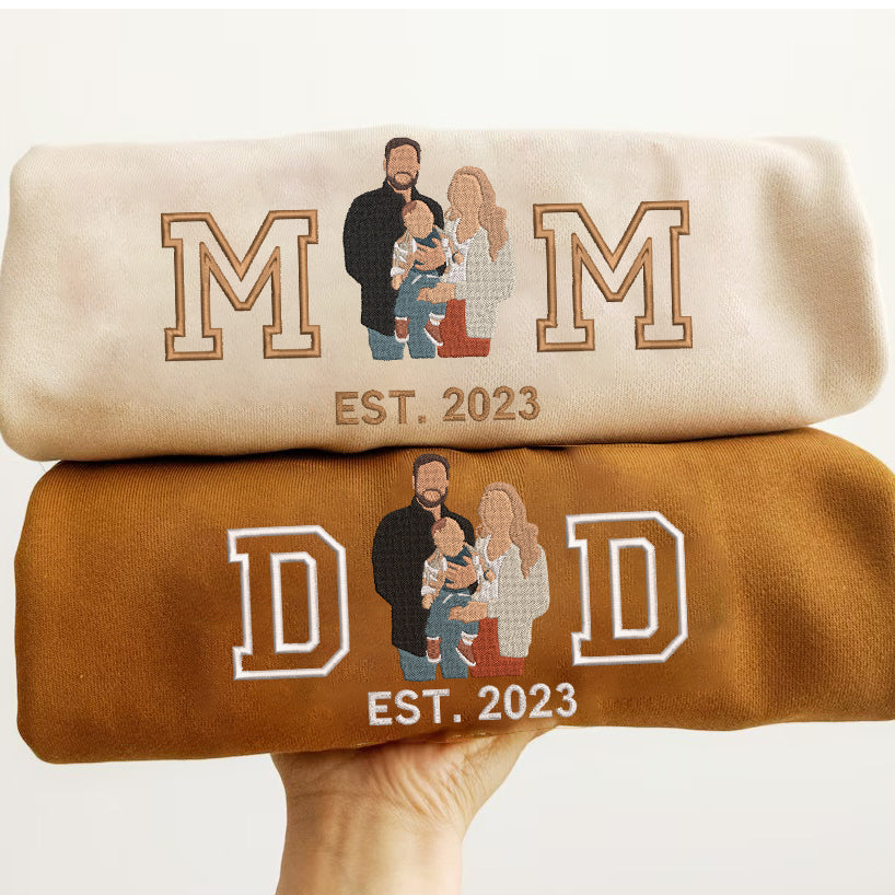 PersonalizedEmbroideredFamilyPhotoHoodieSweatshirtT-Shirt