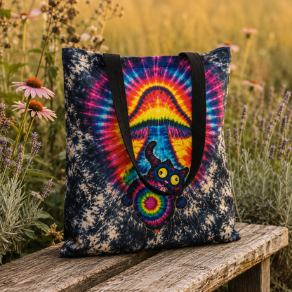 Cat Mushroom Hot Orange Black Tote Bag