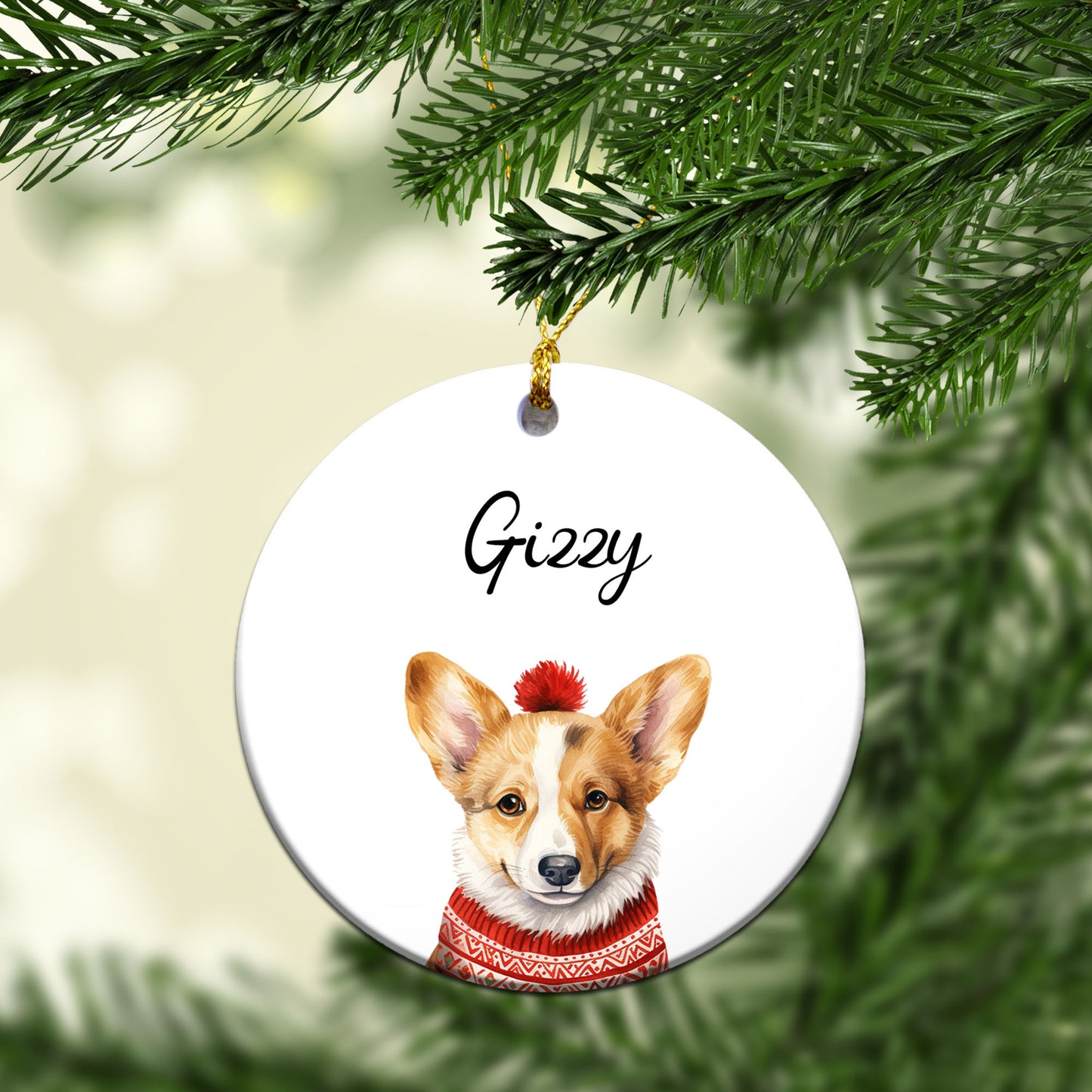 Personalized Pup In Ugly Sweater Custom Ceramic Ornament