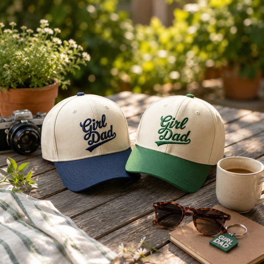Embroidered Girl Dad Two Tone Hat, Father's Day Gift Cap, Custom Dad Trucker Hat, Baseball Cap For Dad, Gift For New Dad