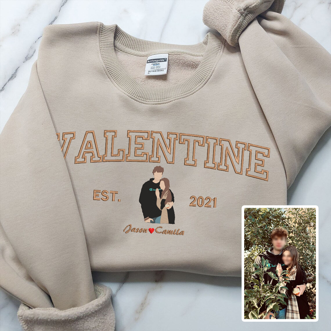 Valentine Embroidered Custom Photo Hoodie Sweatshirt T-shirt