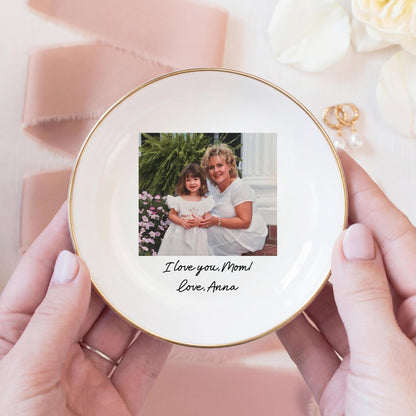 Personalized Mom Photo Jewelry Dish: Ceramic Trinket Tray Gift for Mom, Thank You Grandma, Birthday Ring Dish Gift, Mom Gift from Daughter