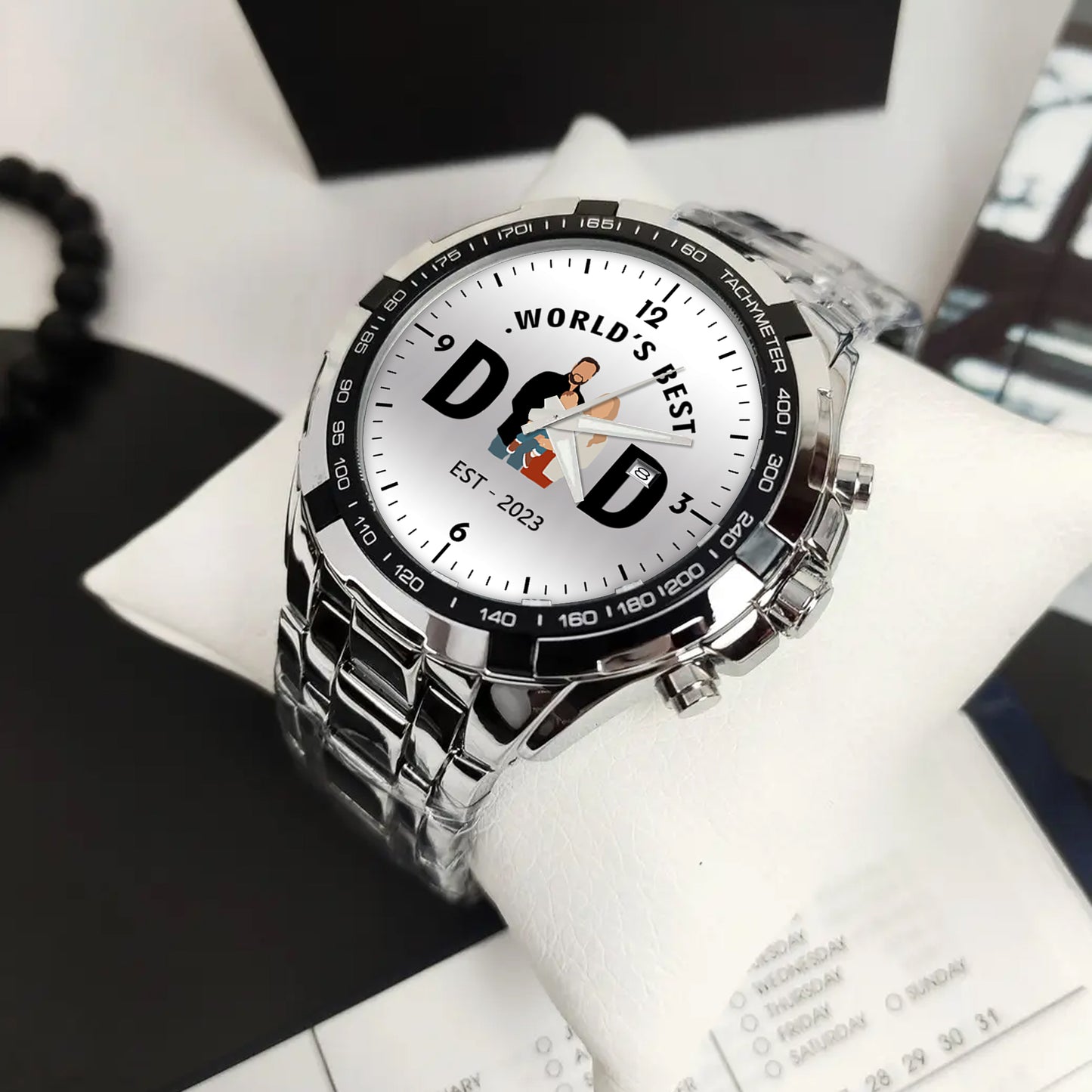 Personalized Alloy World's Best Dad Quartz Watch with Family Photos