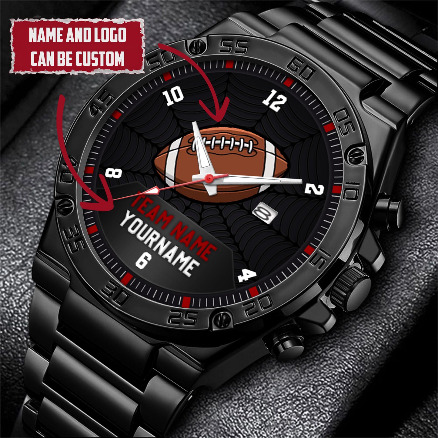 American Football Personalized Team Name & Name Quartz Watch
