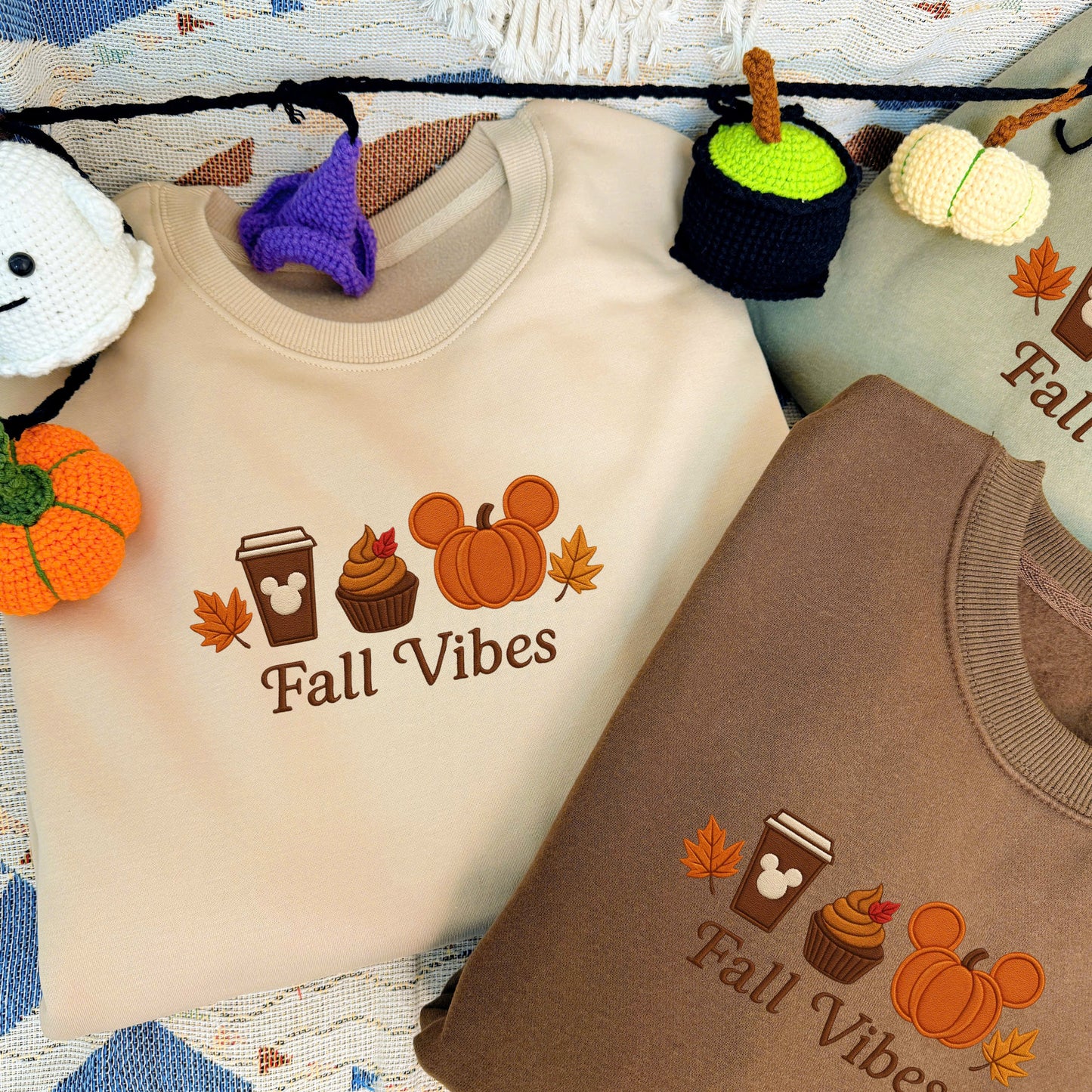 Halloween Personalized Embroidered Fall Vibes Hoodie Sweatshirt T-Shirt