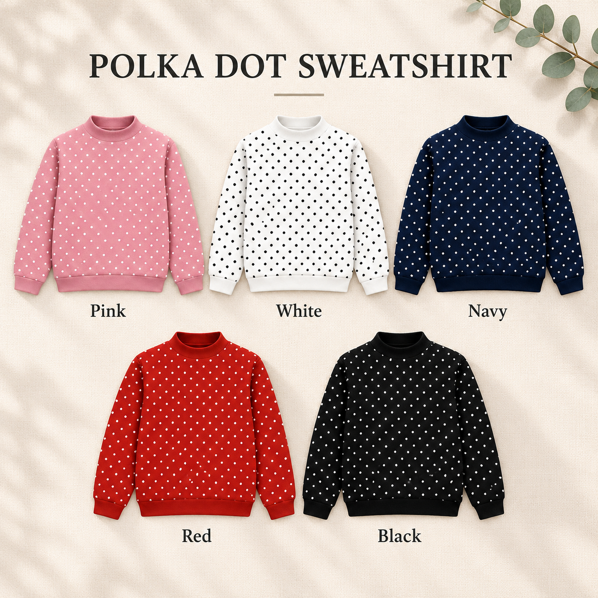 Personalized Pet Photo & Name Embroidered Polka Dot Sweatshirt