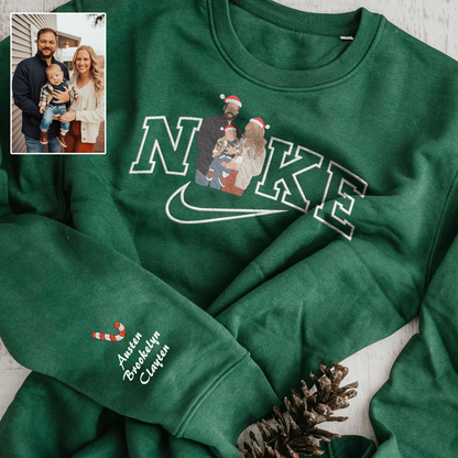 Christmas Embroidered Family Photo NKE Hoodie Sweatshirt T-Shirt