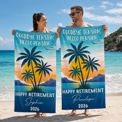 Personalized Beach Towel Custome Name Retirement Gift