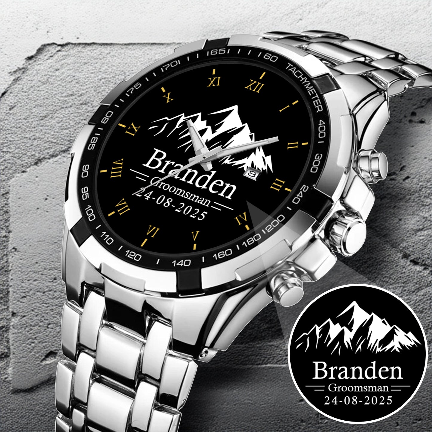 Personalized Groomsman Silver Mountain Limited Edition Watch Gift For Him