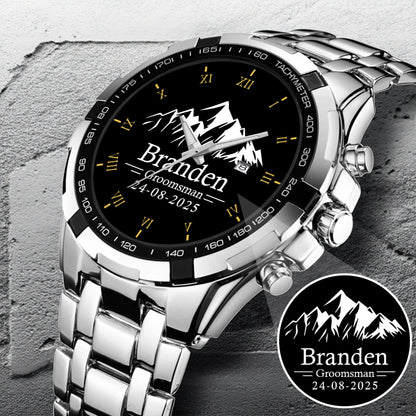 Personalized Groomsman Silver Mountain Limited Edition Watch Gift For Him