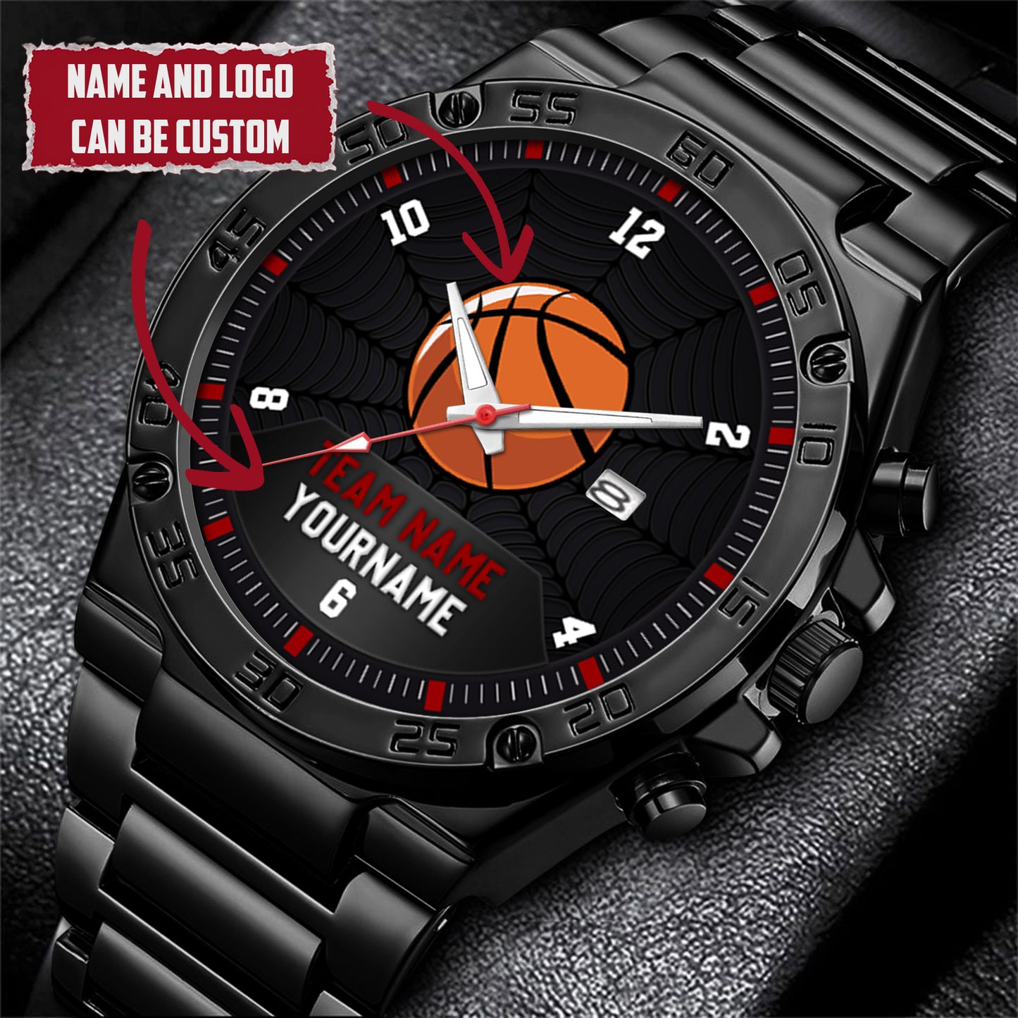 Basketball Personalized Team Name, Name & Number Quartz Watch