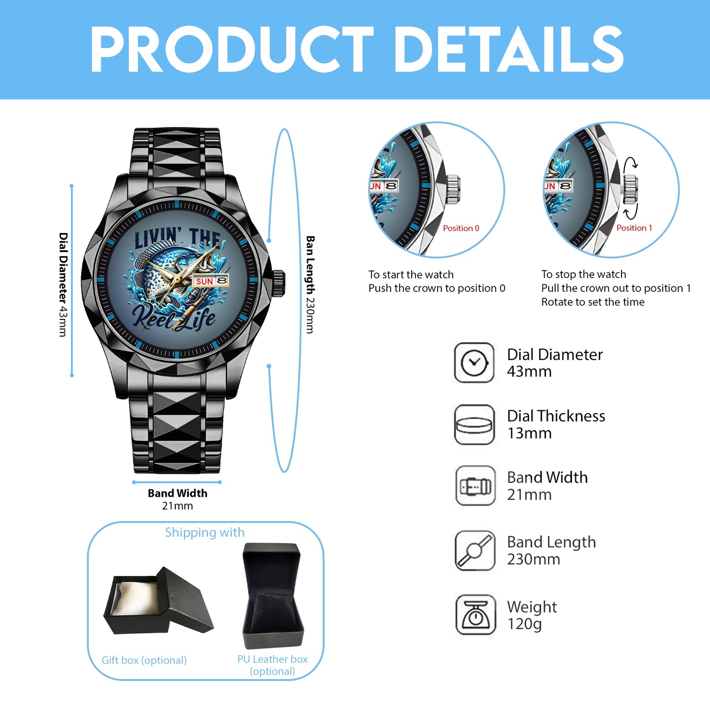 Fishing Personalized Living The Reel Live Quartz Watch Father's Day Gift For Him