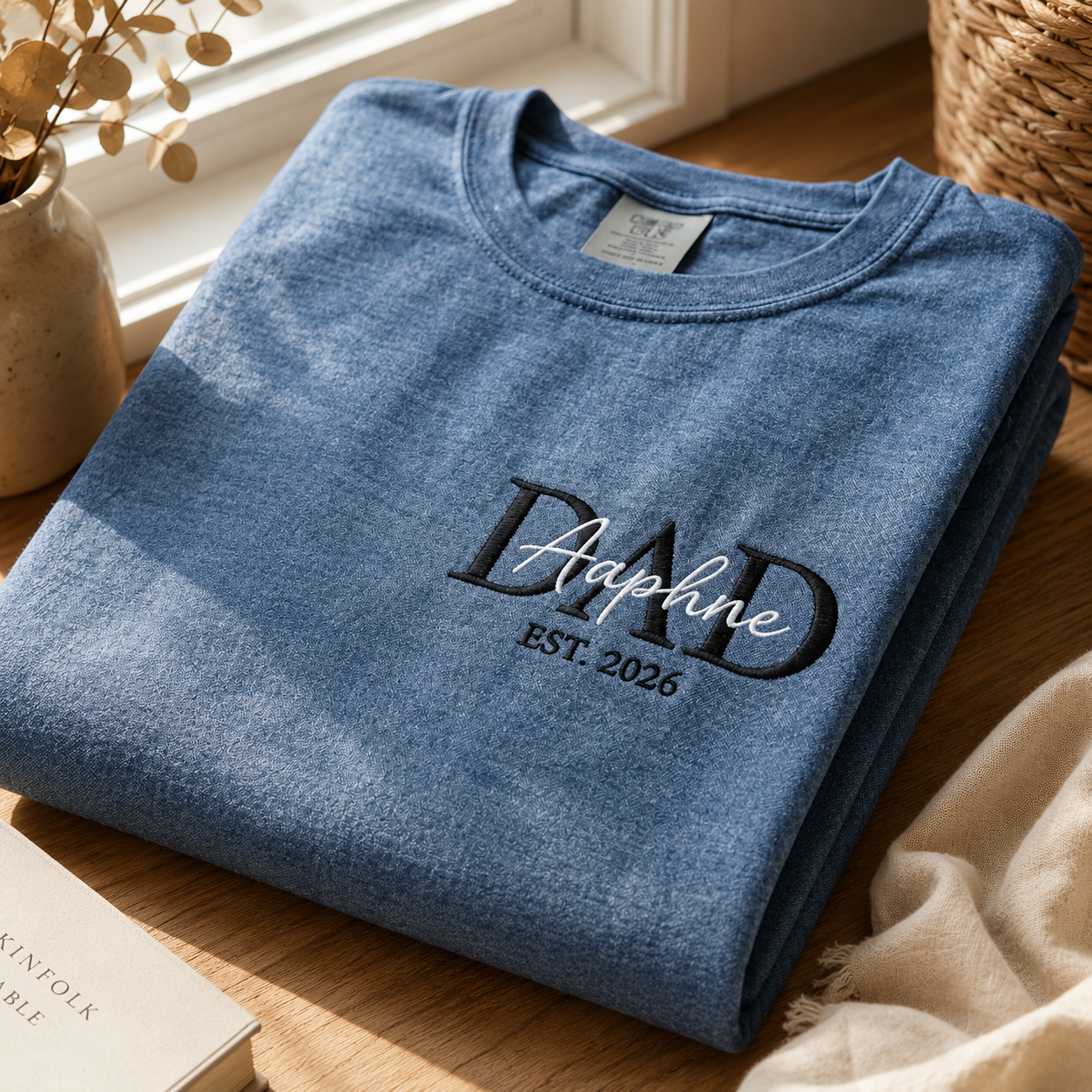 Embroidered Custom Dad Shirt, Pregnancy Announcement Shirt for Dad, Personalized Dad With Name, Girl Dad Gift From Parents