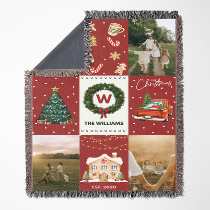Personalized Christmas Blanket Family Name And Photos Throw Blanket