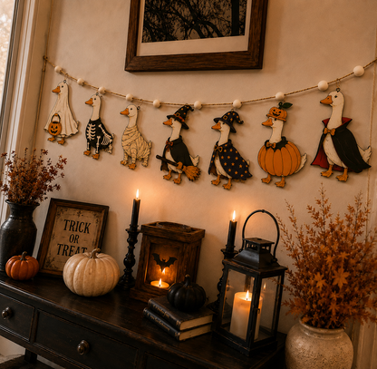 Halloween Personalized Goose Wooden Garland