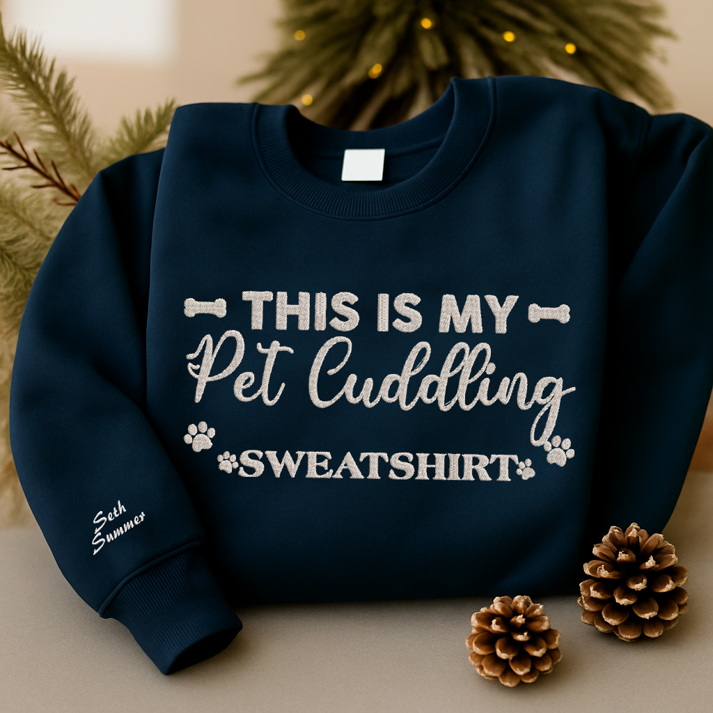 Personalized Embroidered This Is My Pet Cuddling Sweatshirt Hoodie