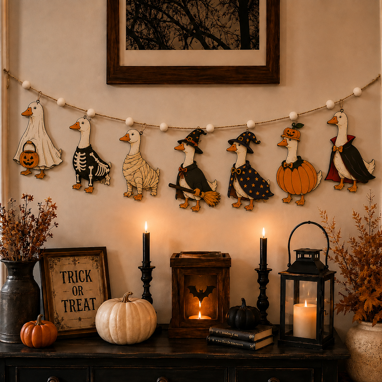 Halloween Personalized Goose Wooden Garland