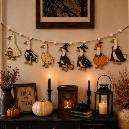 Halloween Personalized Goose Wooden Garland