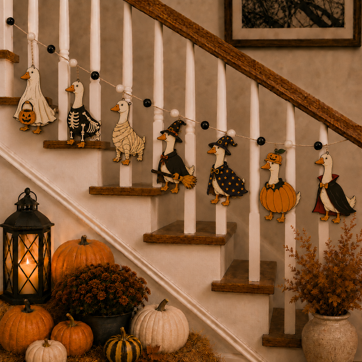 Halloween Personalized Goose Wooden Garland