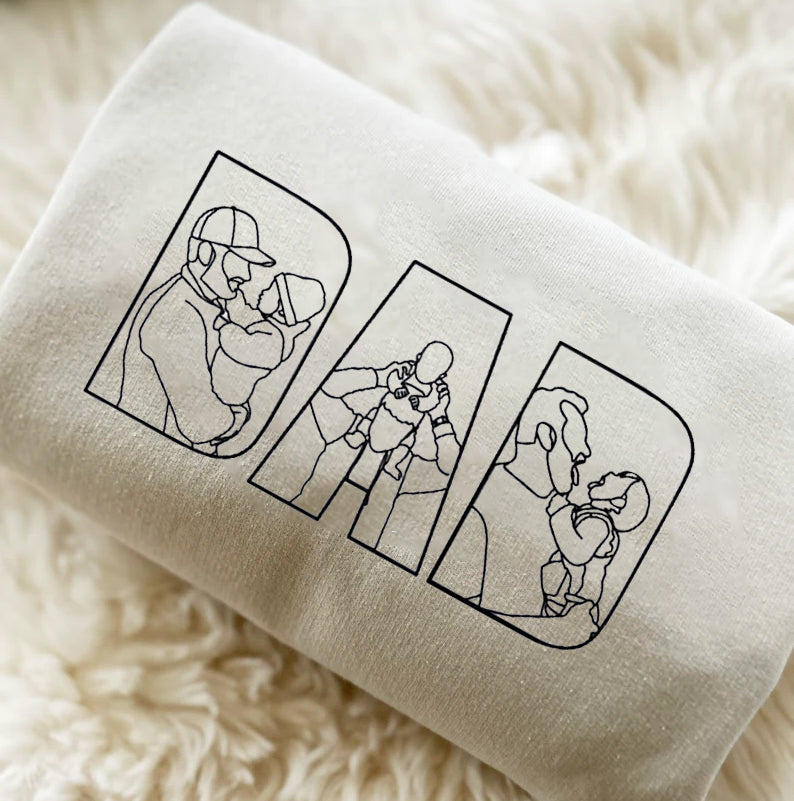 Father's Day Custom Family Photos Printed  Hoodie Sweatshirt T-shirt