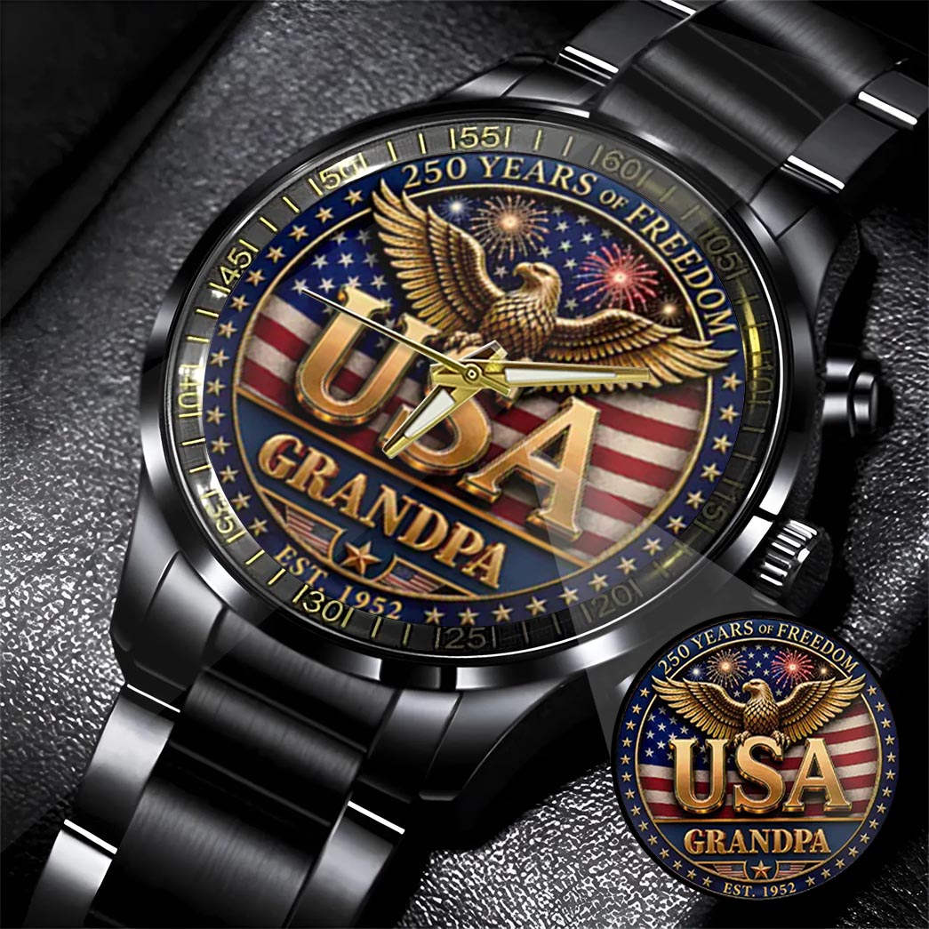 Personalized 250th Independence Day for Grandpa Watch