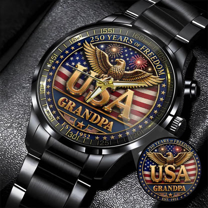 Personalized 250th Independence Day for Grandpa Watch