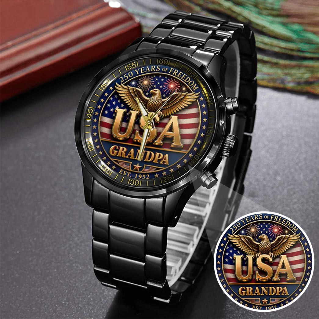 Personalized 250th Independence Day for Grandpa Watch
