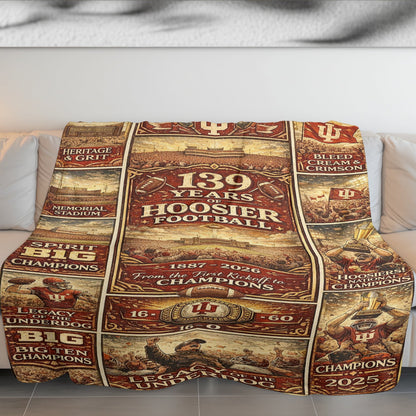 Indiana Hoosier Football 139 Years Anniversary Vintage Art Blanket