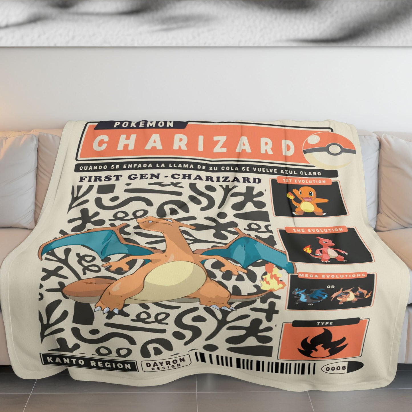 Anime PKM Charizard Blanket Holiday Gift