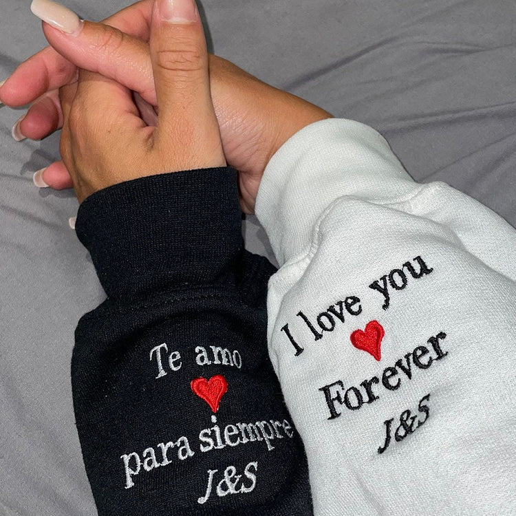 Valentine Personalized Embroidered Forever yours You are mine Matching Hoodie Sweatshirt Couple Gifts