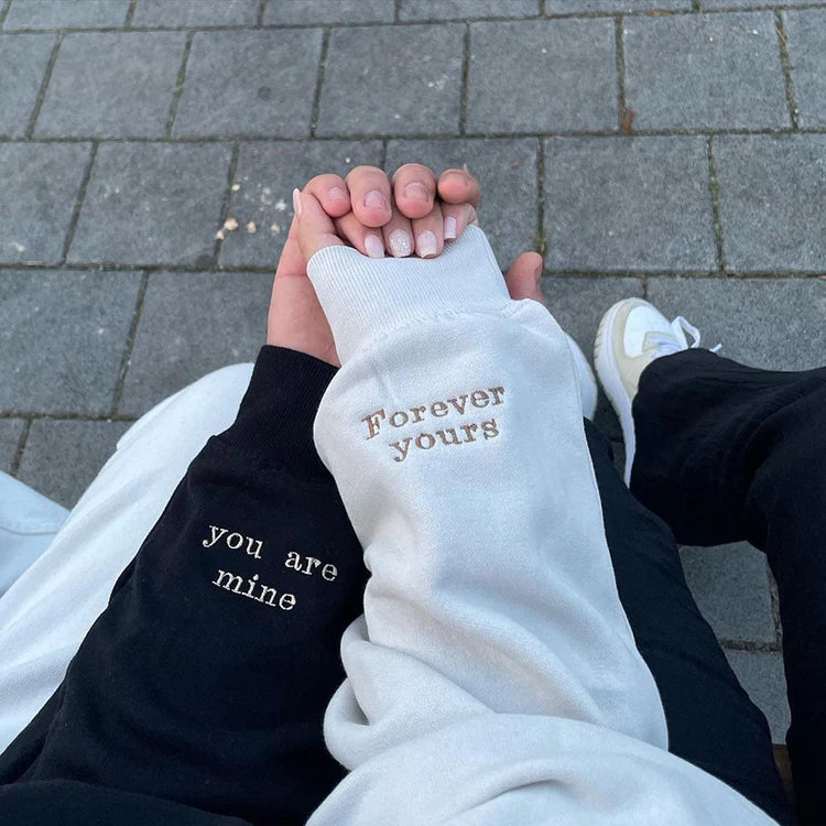 Valentine Personalized Embroidered Forever yours You are mine Matching Hoodie Sweatshirt Couple Gifts
