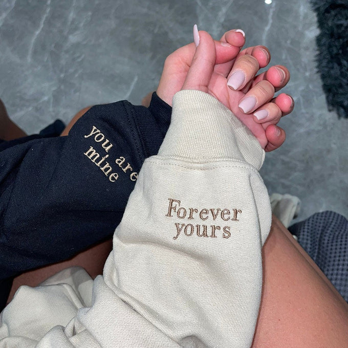 Valentine Personalized Embroidered Forever yours You are mine Matching Hoodie Sweatshirt Couple Gifts