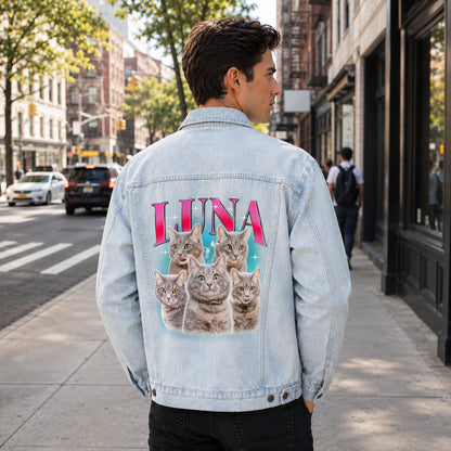Custom Pet's Photo & Name Denim Jacket