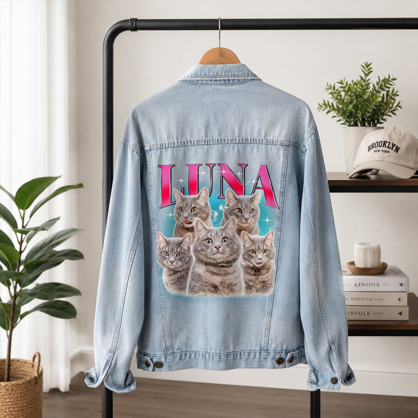 Custom Pet's Photo & Name Denim Jacket
